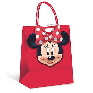 Sacola Papel com Fecha Minnie Mouse Joy P 21,5X15X8