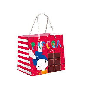Sacola Premium Brilho Páscoa Coelha 22X16,5X20