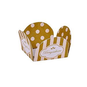 Forminha para Doce Brigadeiro Marfim/Ouro - 50 Un
