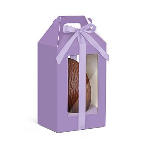 Caixa Maleta Vertical para Ovo com Visor Lavanda 500G - 6 Un