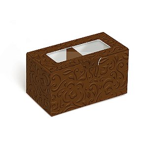 Caixa Para 2 Brigadeiros Relevo Marrom 8,5x5x4,5cm - 10 Un