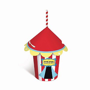 Copo Papel com Aplique Tenda de Circo 240Ml - 8 Un