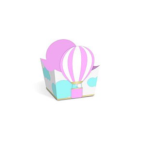 Forminha para Doce Decorada Balão Aventureiro Rosa - 24 Un