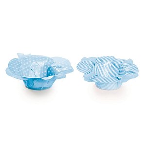 Forminha para Doce Gloss Poá/Listras Azul Tiffany - 40 Un