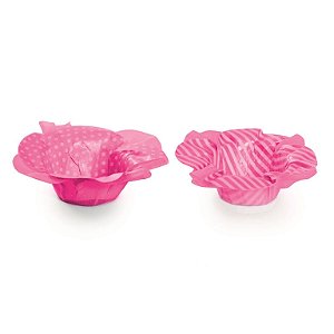 Forminha para Doce Gloss Poá/Listras Pink - 40 Un