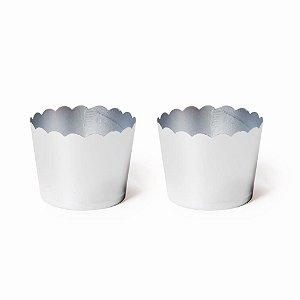 Kit Forminha Cupcake S/Tampa Liso Prata - 20 Un