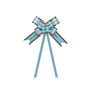 Laço Pronto Poá Com Carinho Azul 18Mm - 10 Un