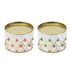 Lata para Doces Compose Coral/Turquesa 7X10cm