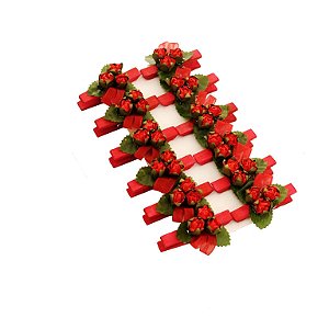 Prendedor Mini Botoes Vermelho (Prendedores Florais) - 12 Un