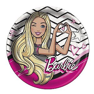Prato de Papel Festa Barbie - 8 Unidades - Festcolor