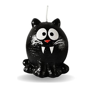Vela de Resina Artesanal Gato Preto Divertido para Decoração de Halloween