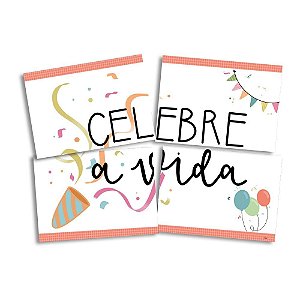 Painel 4 Lâminas Celebre a Vida - Festcolor - 1Un