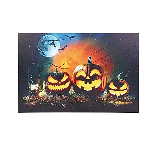 Quadro Iluminado Abóboras para Decoração de Halloween - Cromus - 1 Un