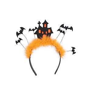 Tiara Happy Halloween Laranja Halloween - Cromus - 1 Un