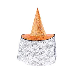 Chapéu Laranja Tule Preto - 1 Un