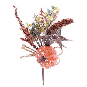 Galho Abóboras Com Folhagens para Decoração de Halloween - Cromus - 1 Un