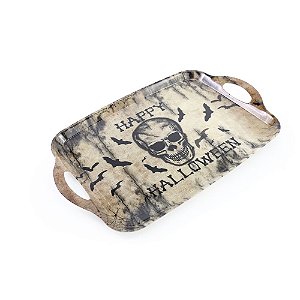 Bandeja com Alça Crânio para Decoração de Halloween - Cromus - 1 un