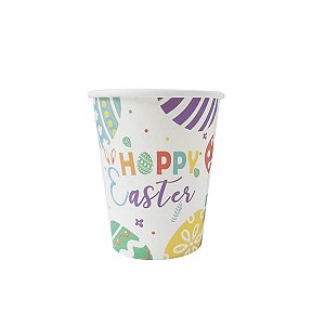 Copo de Papel 270ml Happy Easter - Silver Plastic - 10 un