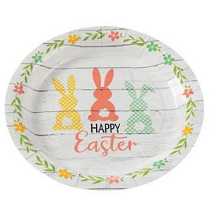 Prato Papel Coelhinho - Silver Plastic - 10 un