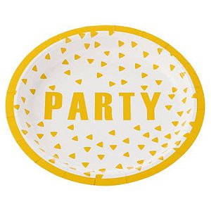 Prato Papel Party Dourado - Silver Plastic - 10 un