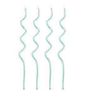 Vela Espiral Turquesa - Silver Plastic - 4 Un