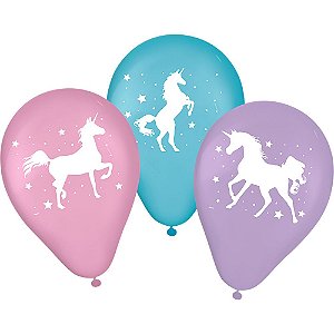 Balao Latex Redondo 9 Pol. Festa Unicornio 2 25 Unidades - Regina