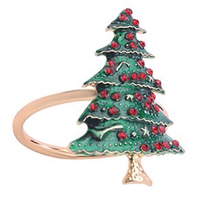 Porta Guardanapo Pinheiro Ouro Verde Vermelho  - Jogo com 4 Peças