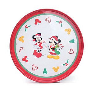Bandeja Mickey e Minnie Noel Branco Vermelho  Verde  26,6cm - 1 Un