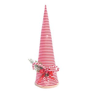 Cone Revestido Em Tecido Vermelho Branco  49cm  - 1 Un