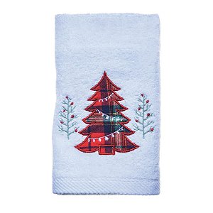 Toalha Rosto Pinheiro Branco Vermelho  40X71cm - 2 Un