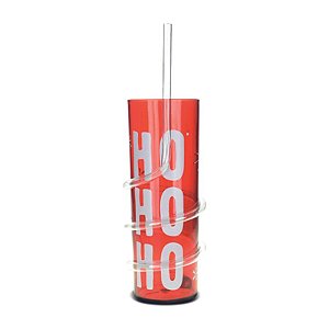 Copo Hohoho com Canudo 400Ml Vermelho Branco  (Happy Hour)  - 1 Un