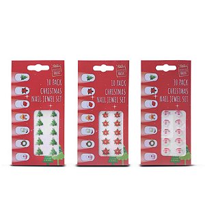 Joias Natalinas de Unha Sortido  (para  Vestir)  - Jogo com  10 Peças