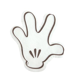 Guardanapo Papel Luva Mickey Branco  Preto  16X16cm   - 1 Un