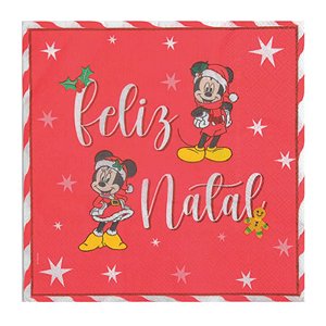 Guardanapo Papel Mickey Minnie Vermelho Branco  33cm   - 1 Un