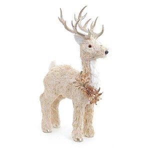 Rena Decorativa Em Pé com Arranjo Ouro Branco  45cm   - 1 Un