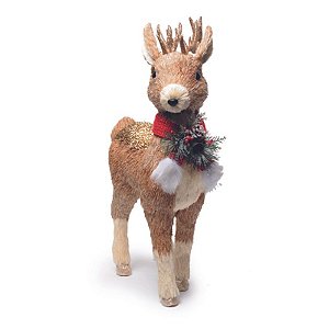 Rena com Laço Arranjo Pescoço Marrom Branco Vermelho (Tulum) - 1 Un