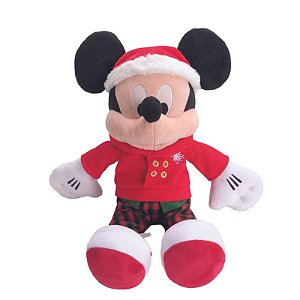 Mickey com Roupa Xadrez Vermelho  Preto Branco  48cm   - 1 Un