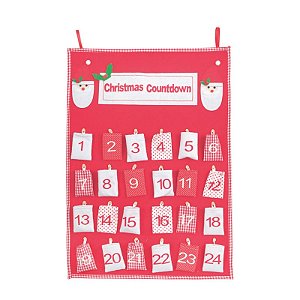 Calendário Em Feltro Vermelho Branco 70cm - 1 Un