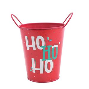 Balde Hohoho Branco Vermelho Verde 16X15cm - 1 Un