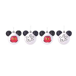 Bola Luva/Roupa Mickey Branco Preto Vermelho 8cm - Jogo com 4 Peças