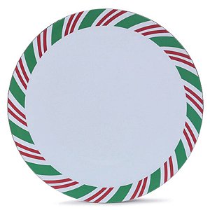 Sousplat com Borda Listrada Branco Vermelho Verde 33X33cm - 1 Un
