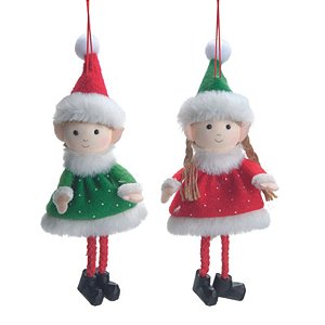 Enfeite Pendurar Elfo Sortido Verde Vermelho Branco  18cm  - 1 Un