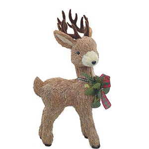 Rena Decorativa Em Pé com Arranjo Bege Verde Vermelho 47cm - 1 Un