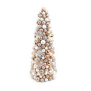 Topiaria Bolas Ouro Branco 37cm - 1 Un