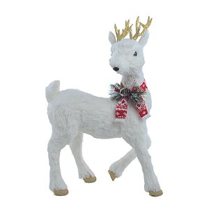 Rena Decorativa Em Pé com Cachecol Branco Vermelho 58cm - 1 Un