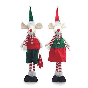 Rato Decor Em Pé Sortido Branco Vermelho Verde 64cm - 1 Un