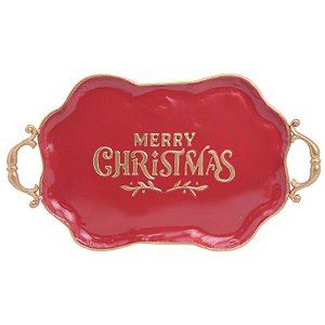 Bandeja Merry Christmas Vermelho Ouro 51cm - 1 Un