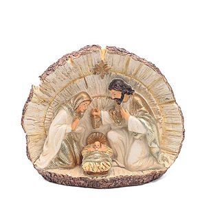 Decoração Sagrada Família Branco Ouro 15X18cm - 1 Un