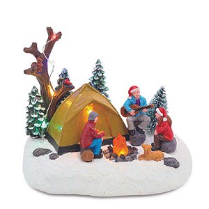 Cenário Acampamento com Led Marrom Verde Branco 13X15cm 2AAA - 1 Un