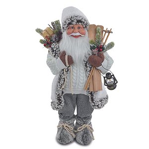 Papai Noel Decorativo Branco Cinza 49cm - 1 Un